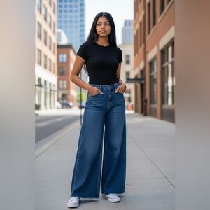 BCBGeneration Women’s Wide Leg High Rise Raw Hem Jeans Size 7/28